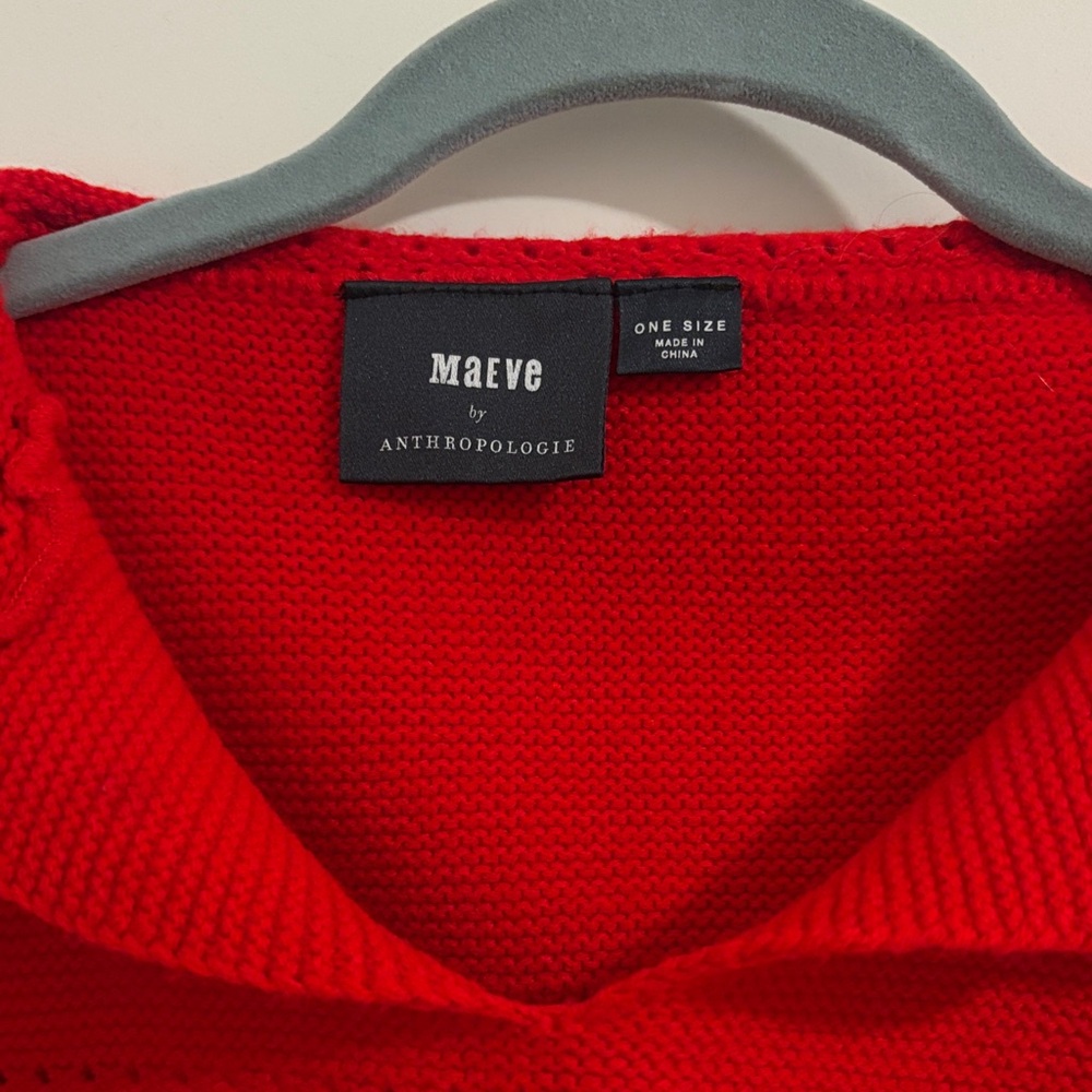 Mauve Anthropologie Vibrant Red Shrug cropped sweater one size - Picture 2 of 6